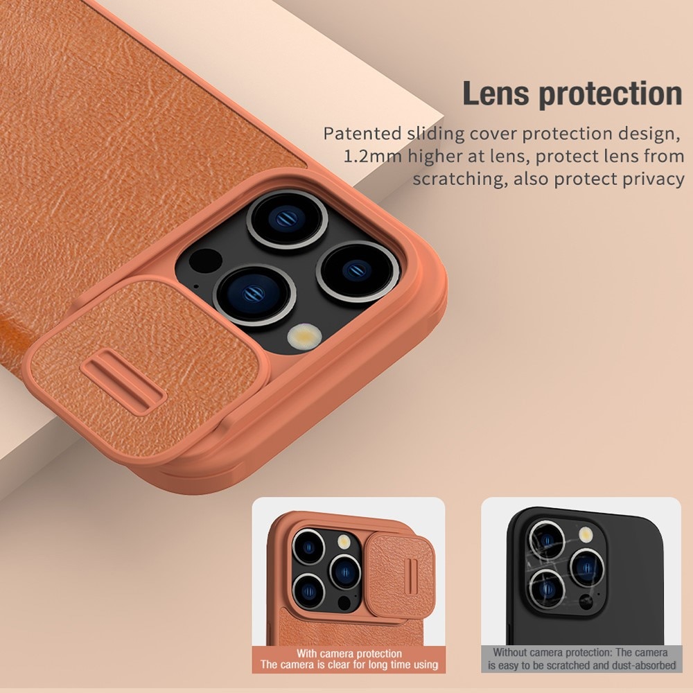 Cover Qin Pro CamShield iPhone 15 Pro Brown