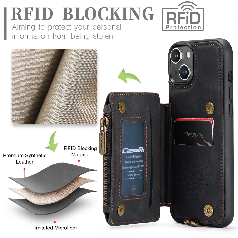 Cover Multi-Slot anti-RFID iPhone 15 Plus nero