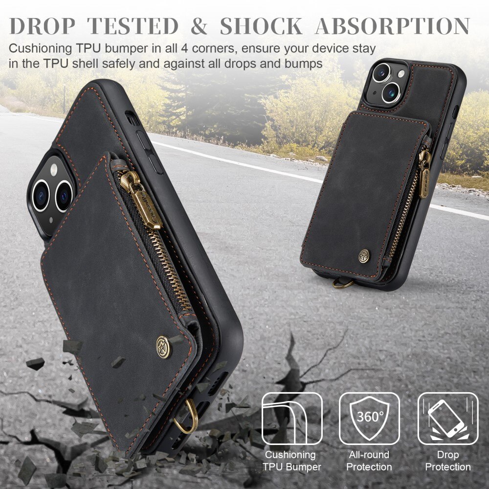 Cover Multi-Slot anti-RFID iPhone 15 nero