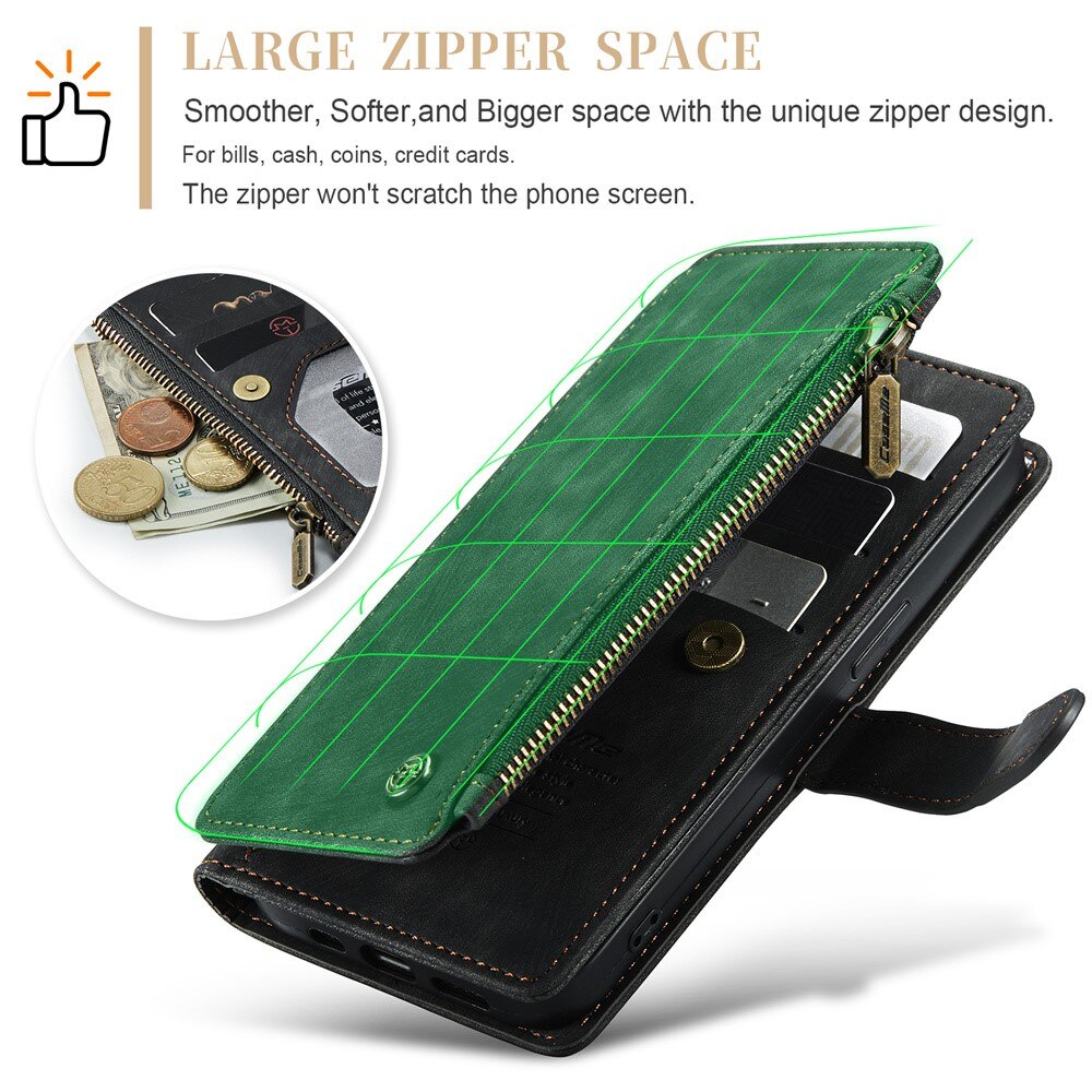 Custodie a portafoglio Zipper Apple iPhone 15 Plus Nero