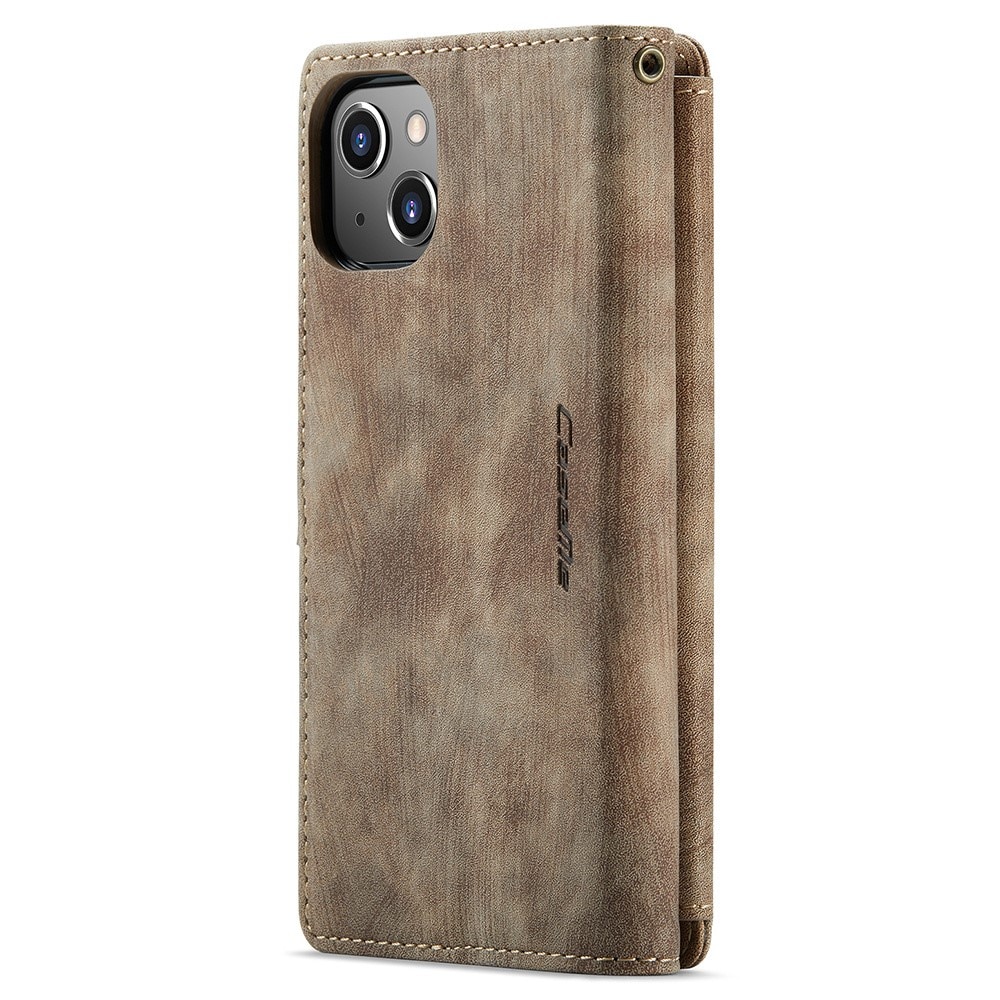 Custodie a portafoglio Zipper Apple iPhone 15 Plus Marrone