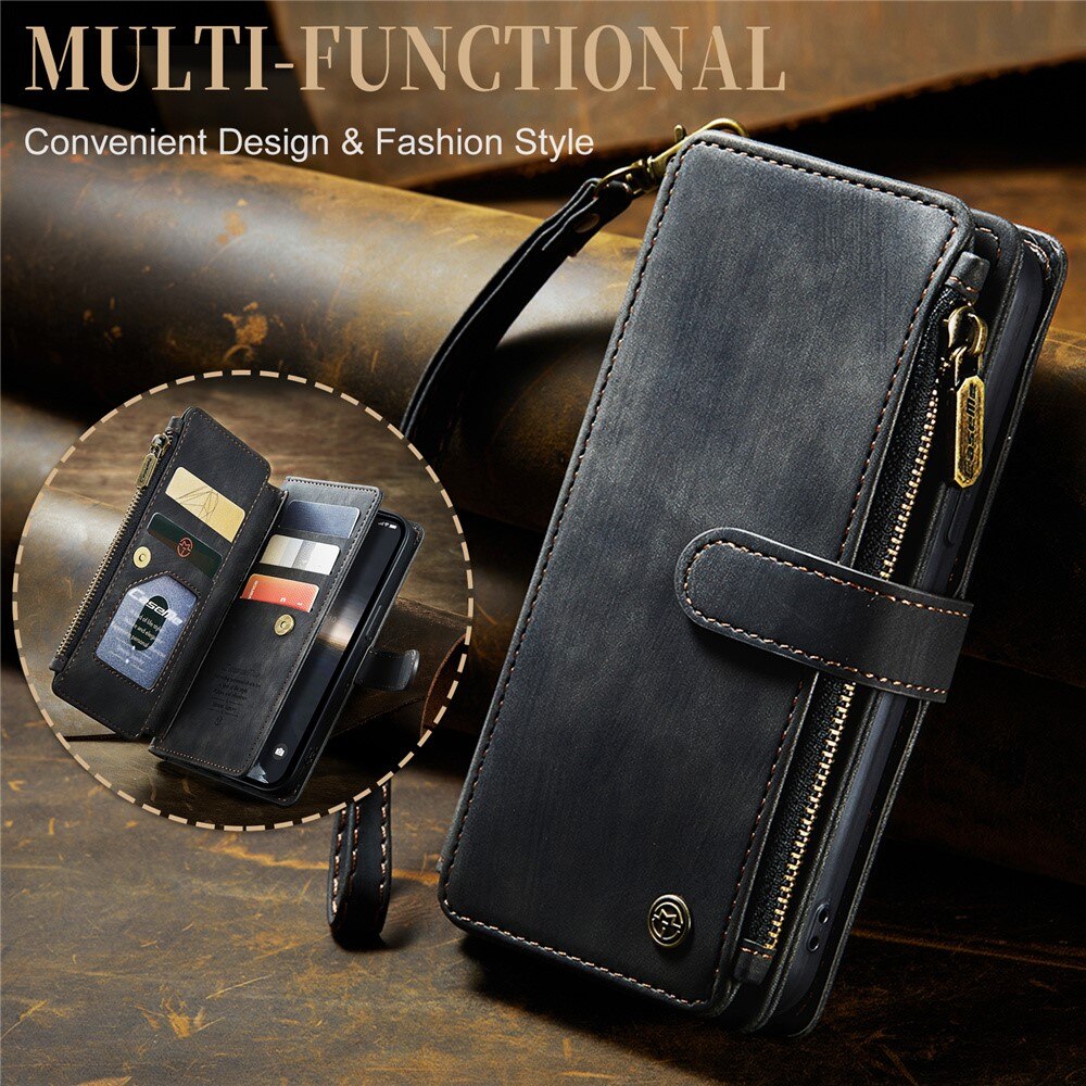 Custodie a portafoglio Zipper iPhone 15 Nero