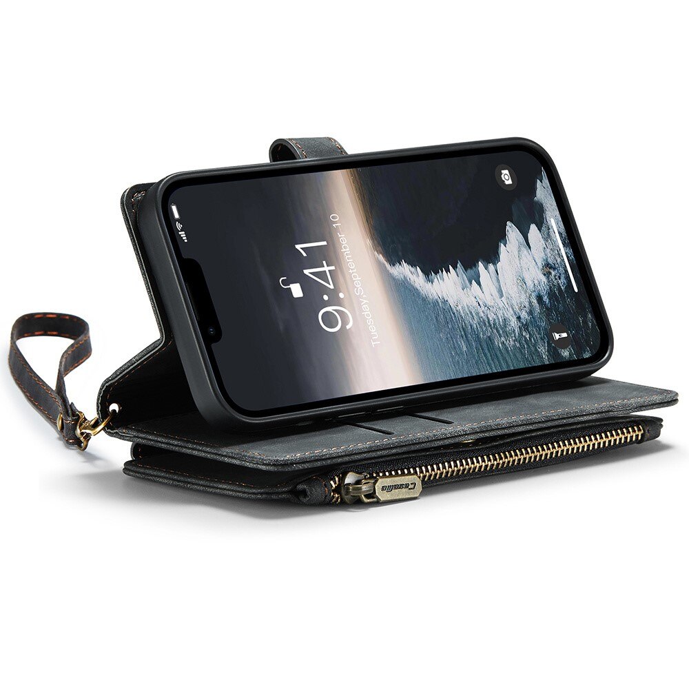 Custodie a portafoglio Zipper iPhone 15 Nero