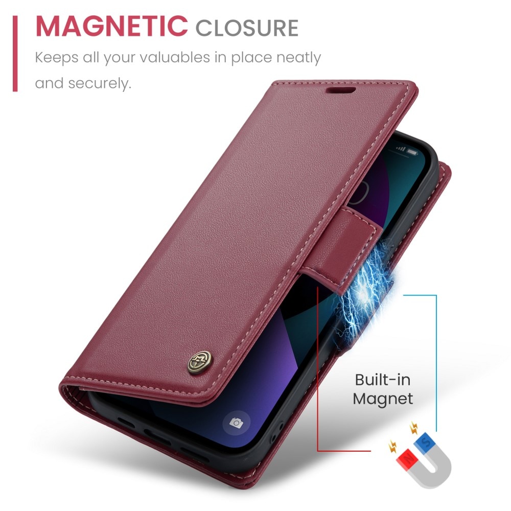 Custodie a portafoglio sottili anti-RFID iPhone 15 rosso