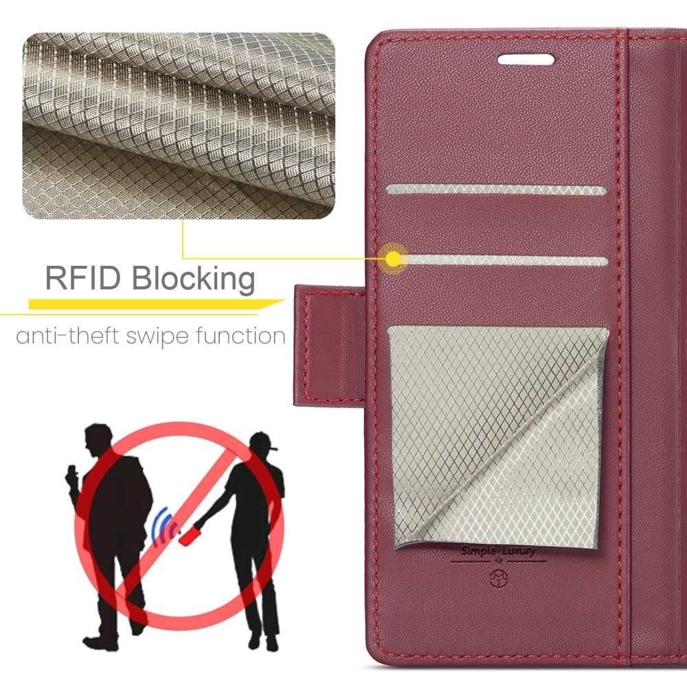 Custodie a portafoglio sottili anti-RFID iPhone 15 rosso