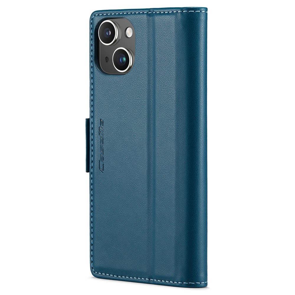 Custodie a portafoglio sottili anti-RFID iPhone 15 blu