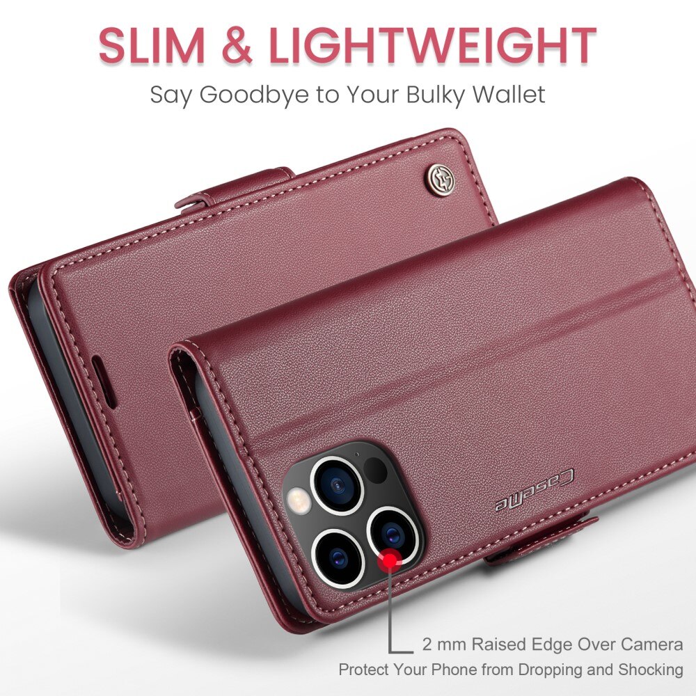 Custodie a portafoglio sottili anti-RFID iPhone 15 Pro Rosso
