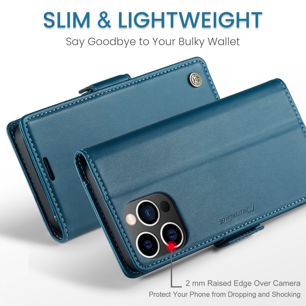 Custodie a portafoglio sottili anti-RFID iPhone 15 Pro blu