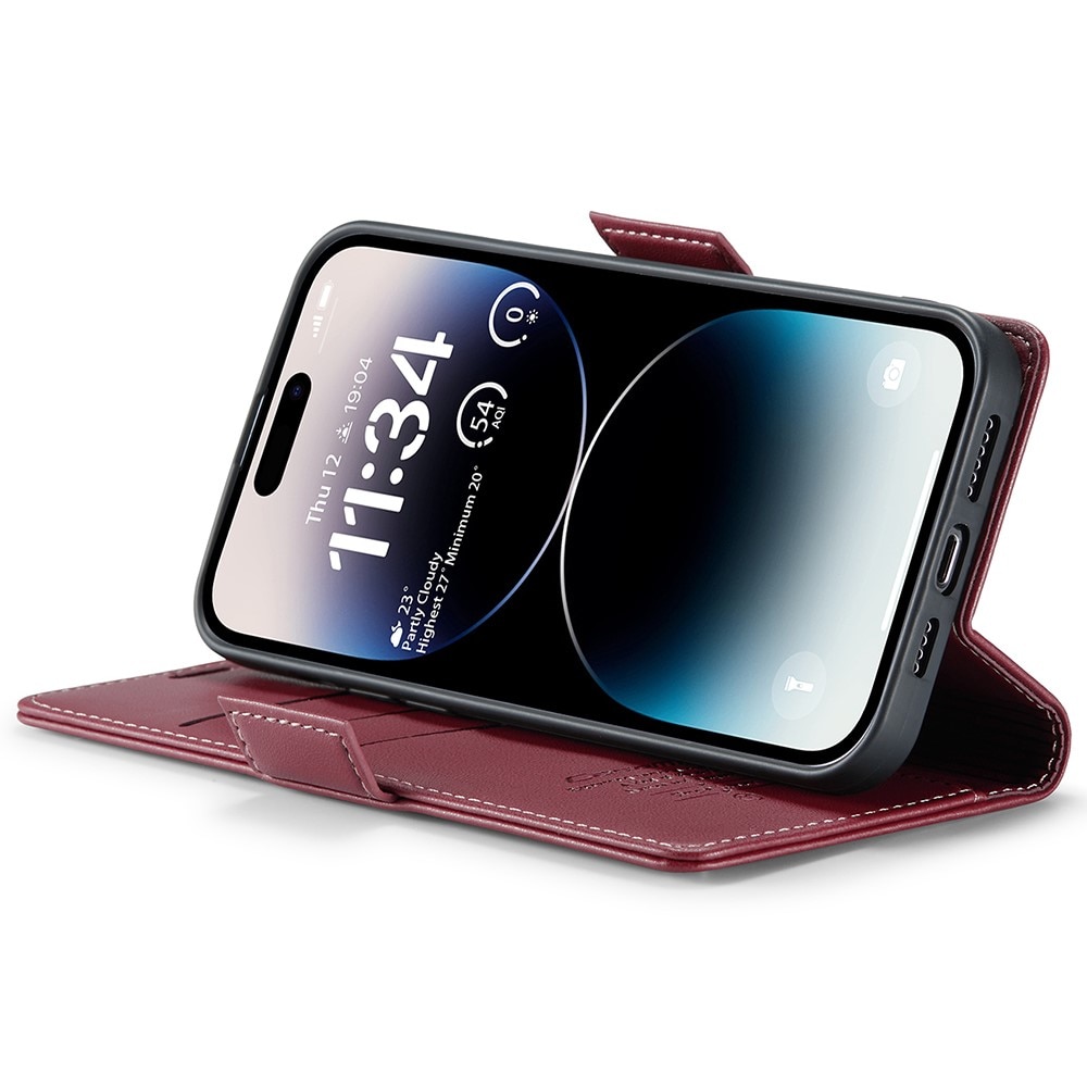 Custodie a portafoglio sottili anti-RFID iPhone 15 Pro Max Rosso
