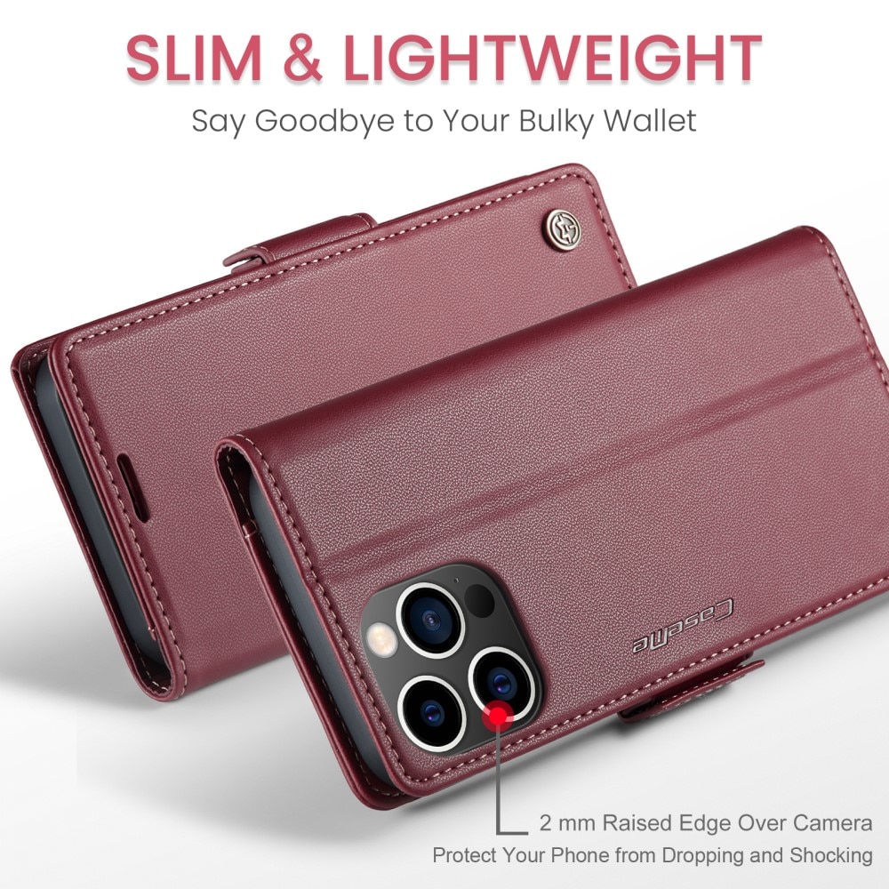 Custodie a portafoglio sottili anti-RFID iPhone 15 Pro Max rosso