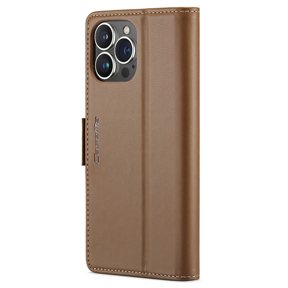 Custodie a portafoglio sottili anti-RFID iPhone 15 Pro Max Marrone