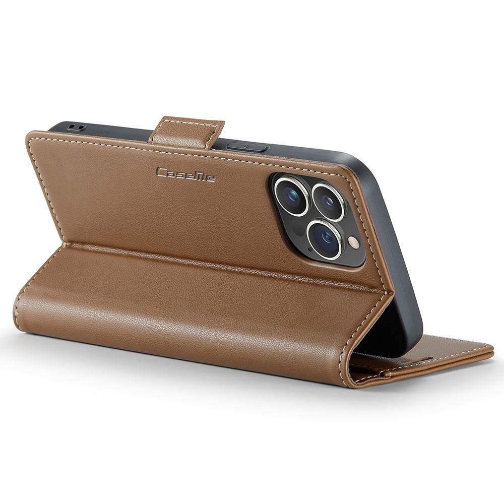 Custodie a portafoglio sottili anti-RFID iPhone 15 Pro Max Marrone