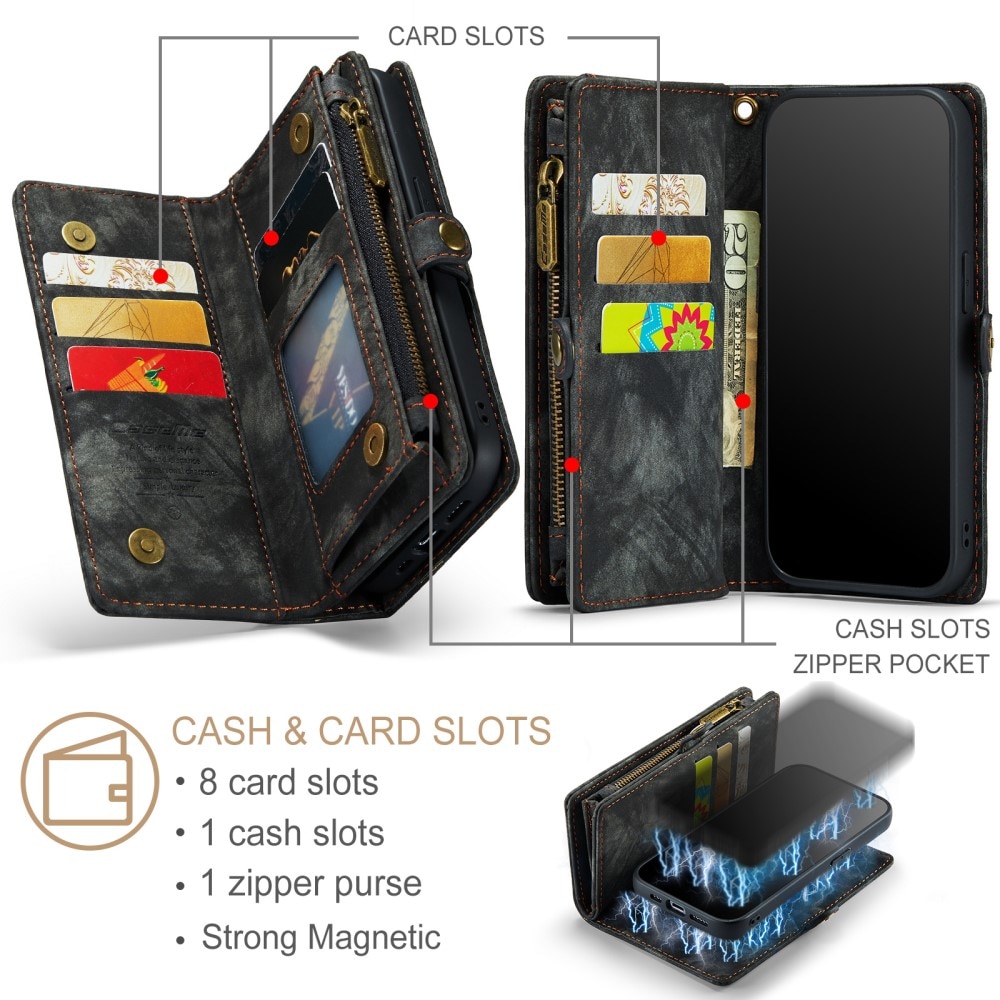 Cover portafoglio Multi-Slot iPhone 15 Pro Max grigio