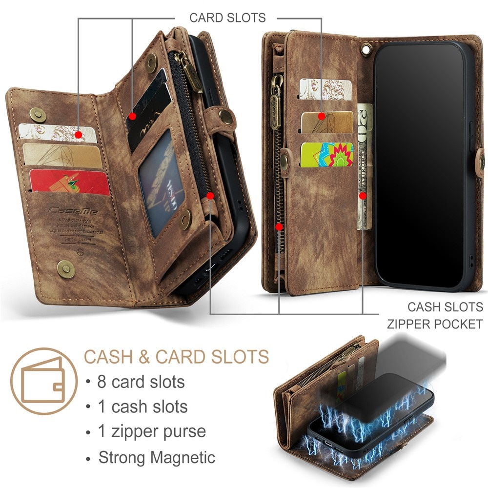 Cover portafoglio Multi-Slot iPhone 15 Pro Max marrone