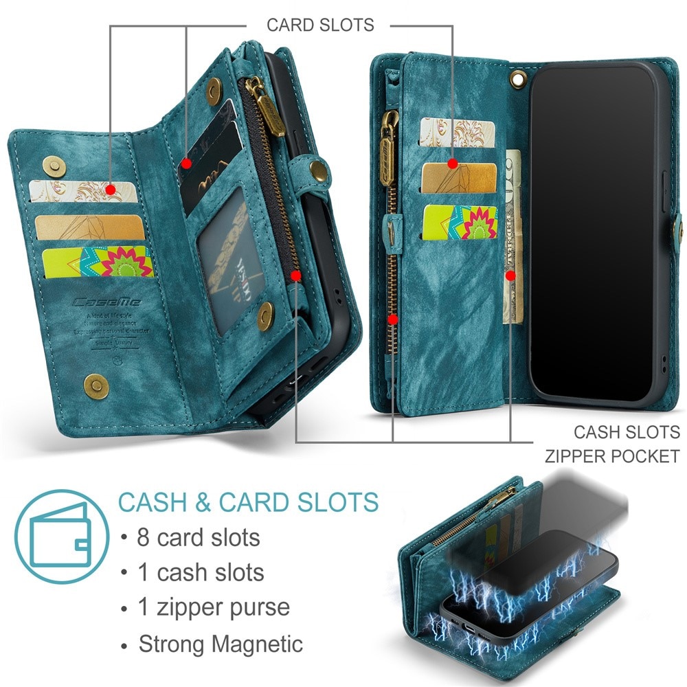 Cover portafoglio Multi-Slot iPhone 15 Pro blu