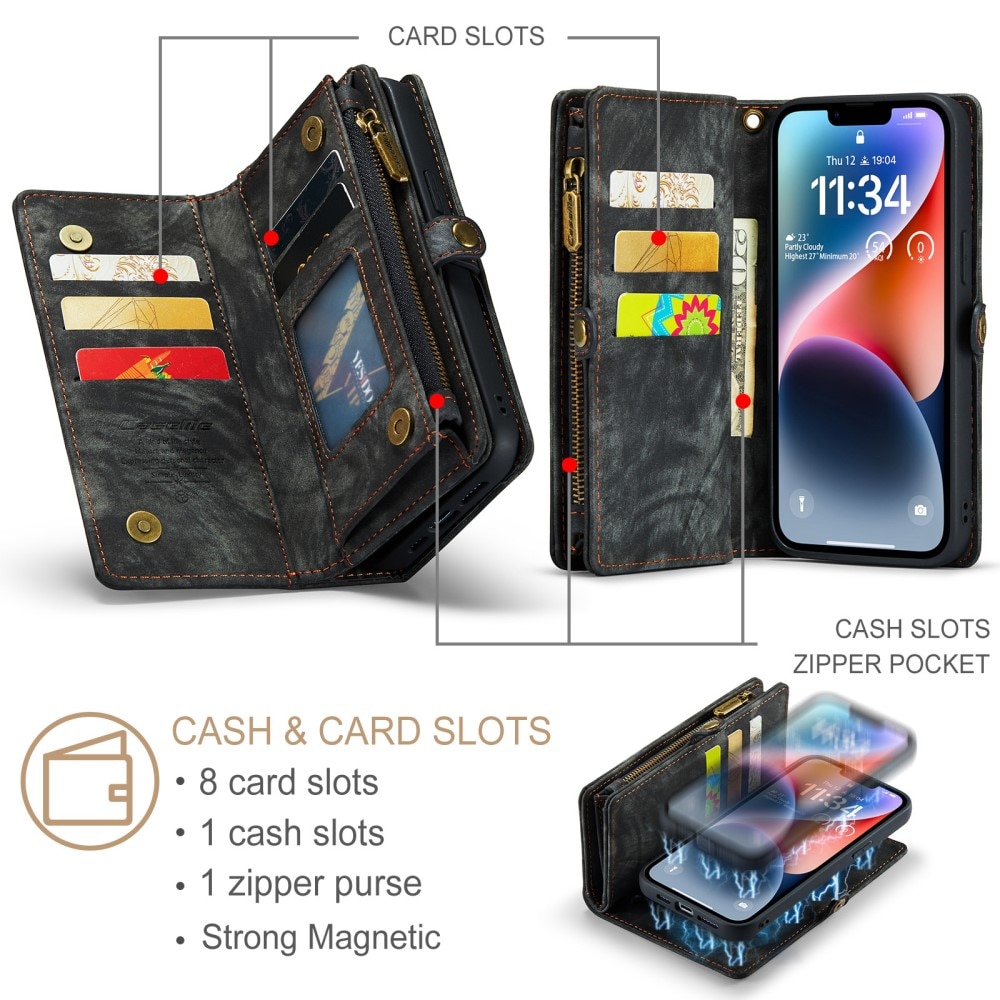 Cover portafoglio Multi-Slot iPhone 15 grigio