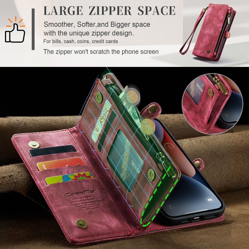 Cover portafoglio Multi-Slot iPhone 15 rosso