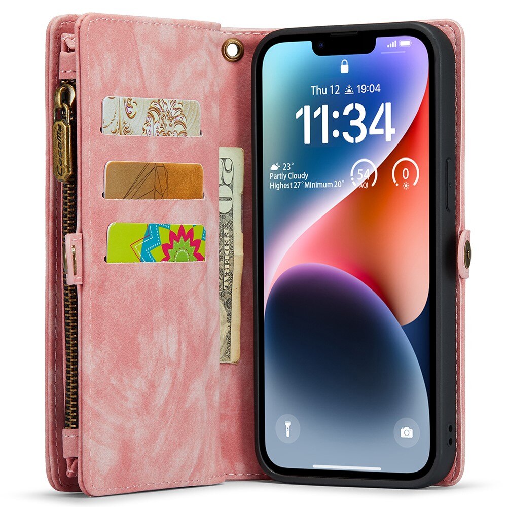 Cover portafoglio Multi-Slot iPhone 15 rosa