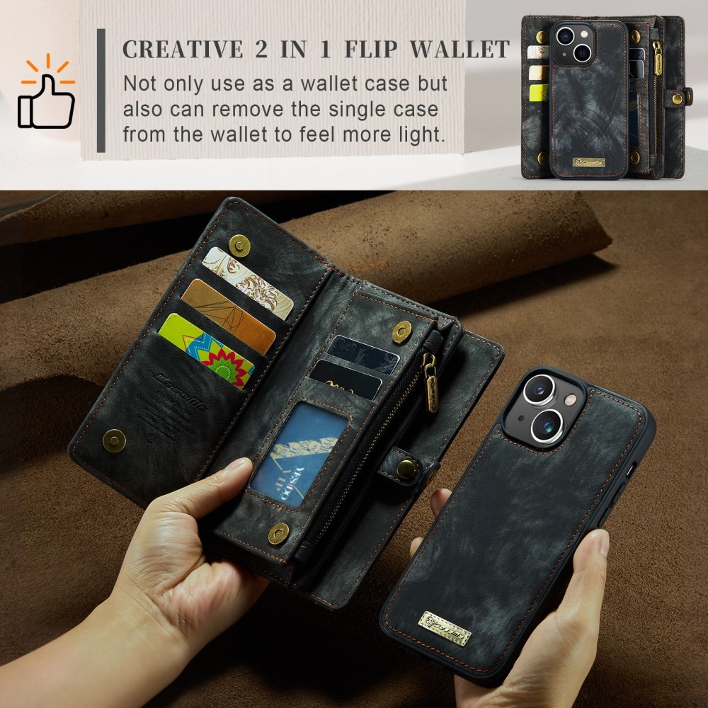 Cover portafoglio Multi-Slot iPhone 15 Plus grigio