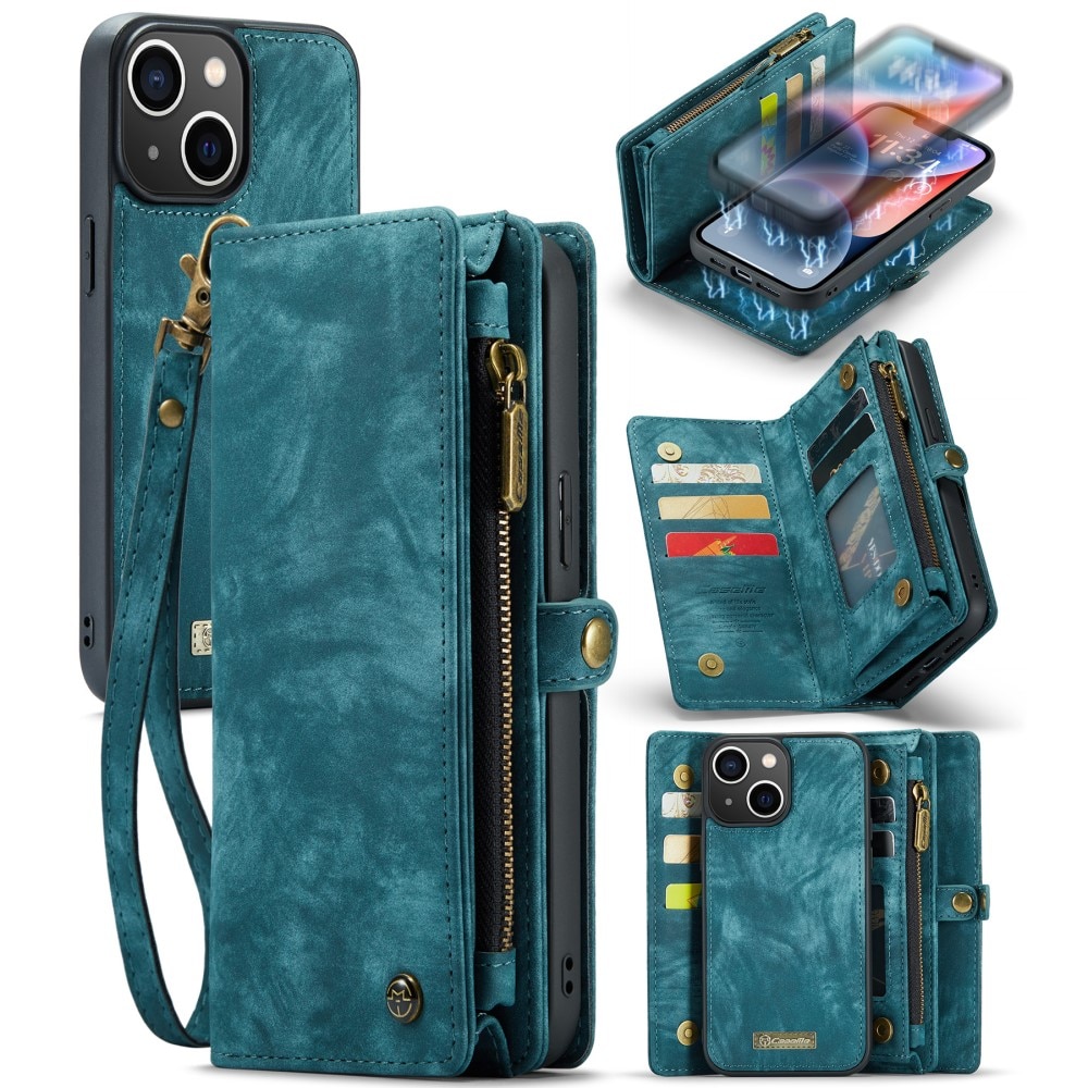Cover portafoglio Multi-Slot iPhone 15 Plus blu