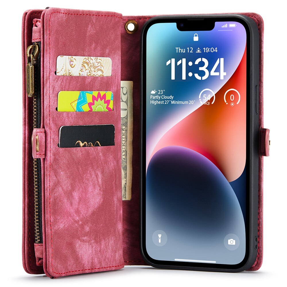 Cover portafoglio Multi-Slot iPhone 15 Plus rosso