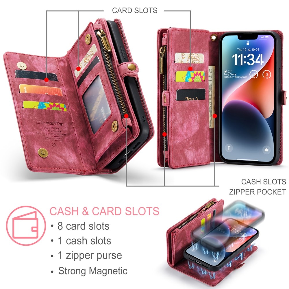 Cover portafoglio Multi-Slot iPhone 15 Plus rosso