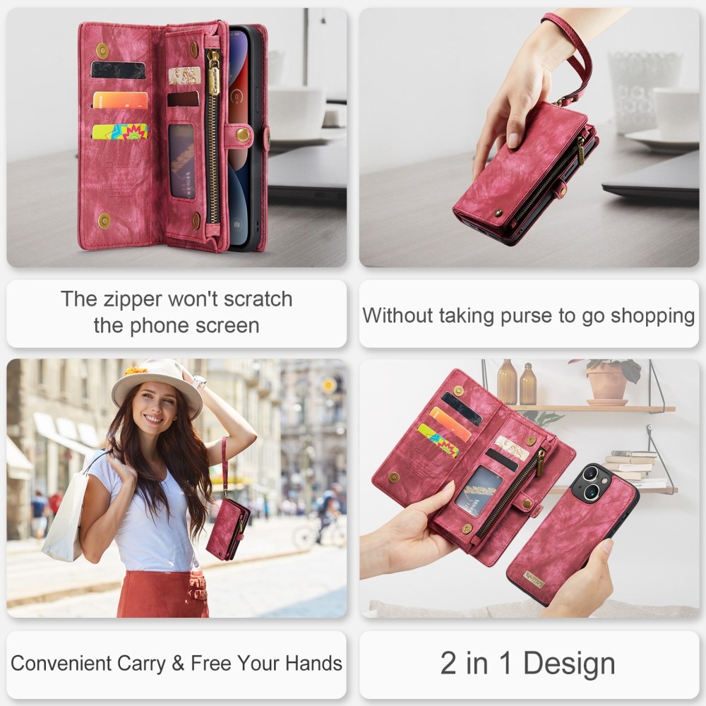 Cover portafoglio Multi-Slot iPhone 15 Plus Rosso