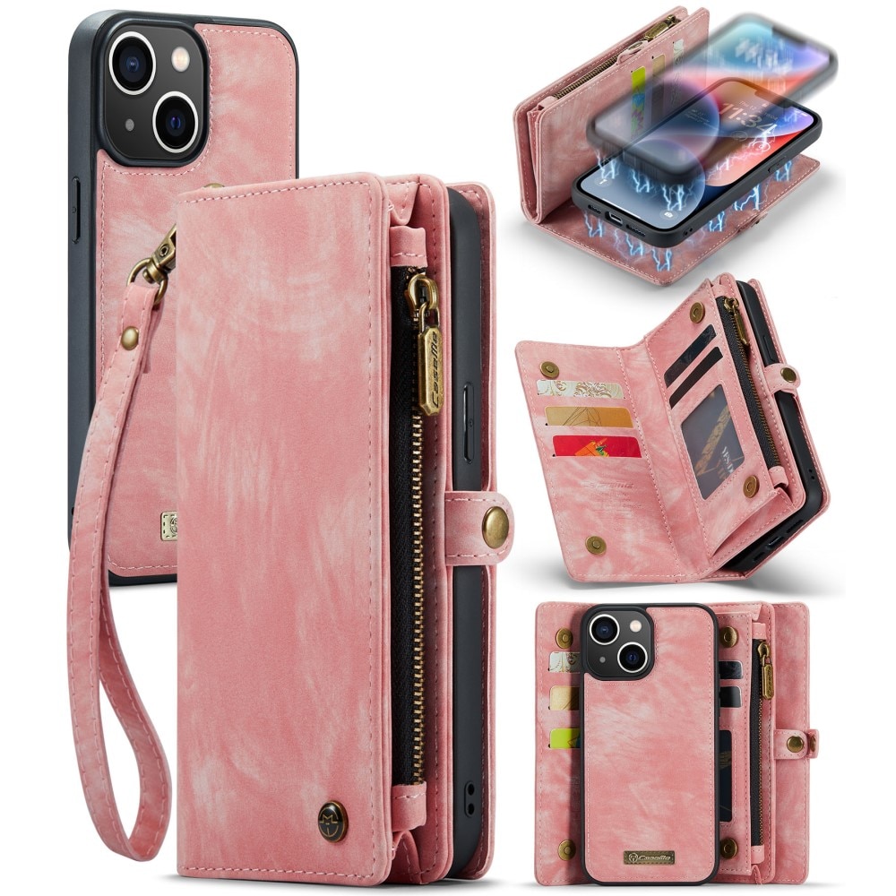 Cover portafoglio Multi-Slot iPhone 15 Plus rosa