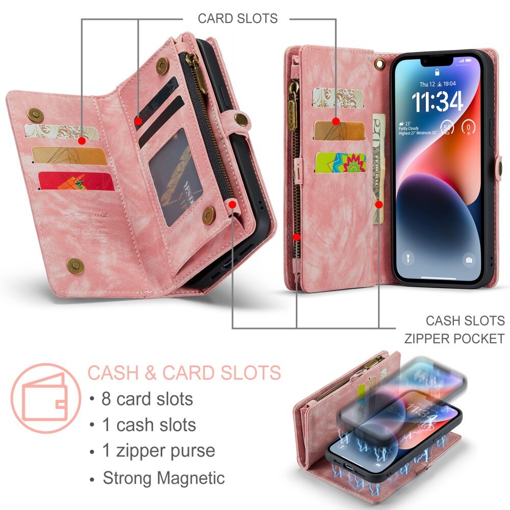 Cover portafoglio Multi-Slot iPhone 15 Plus rosa