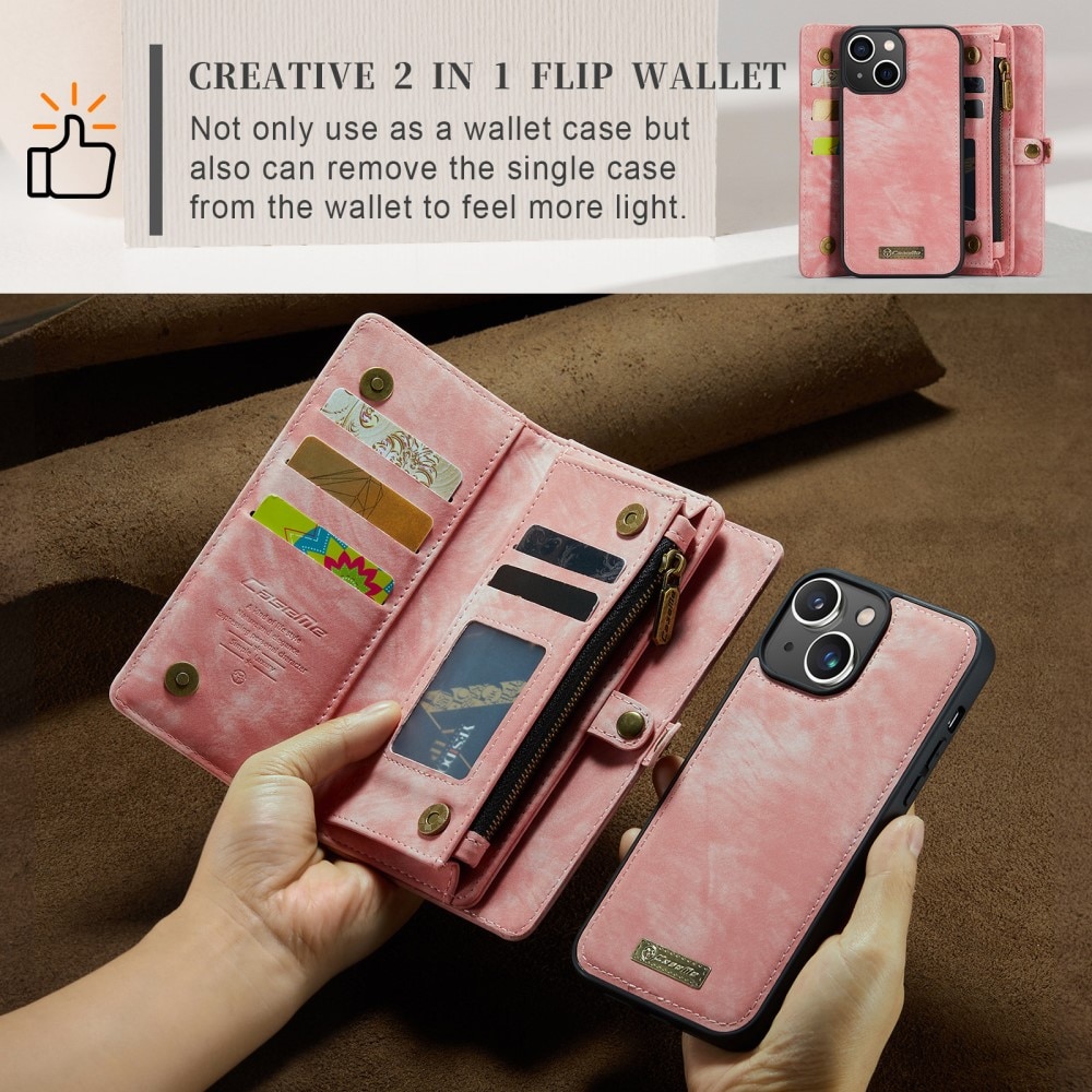 Cover portafoglio Multi-Slot iPhone 15 Plus rosa