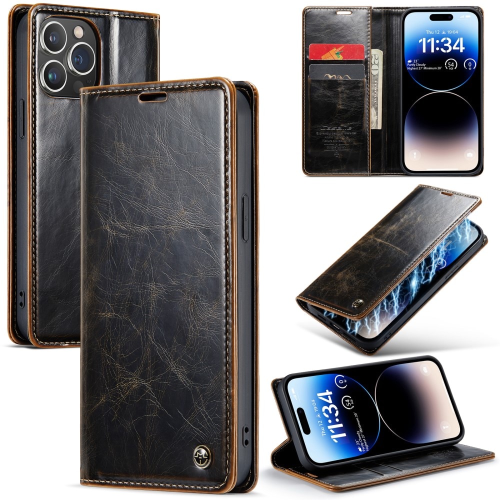 Custodia in pelle iPhone 15 Pro marrone