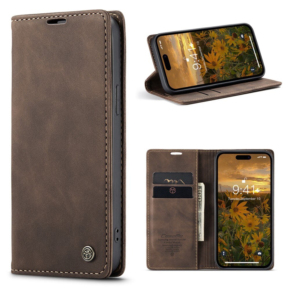 Custodie a portafoglio sottili iPhone 15 Pro Marrone