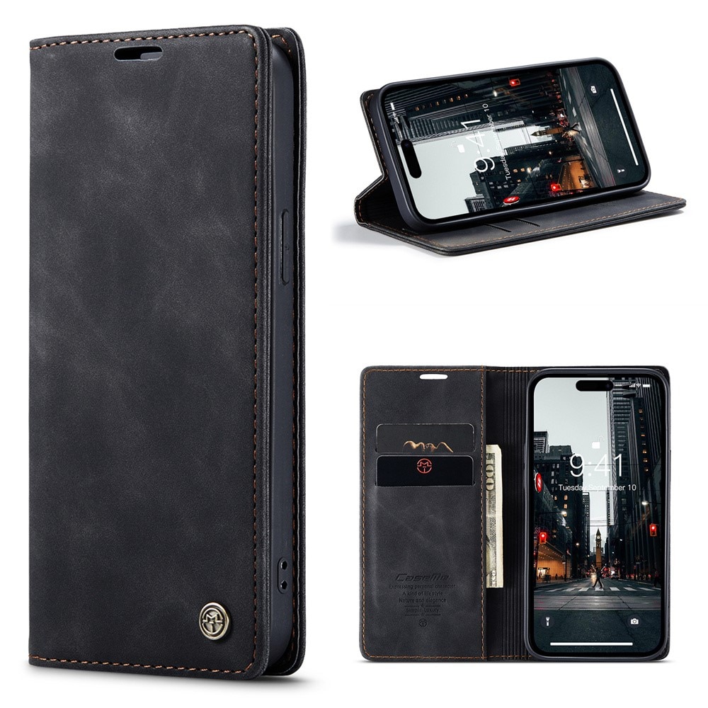 Custodie a portafoglio sottili iPhone 15 Pro Max nero