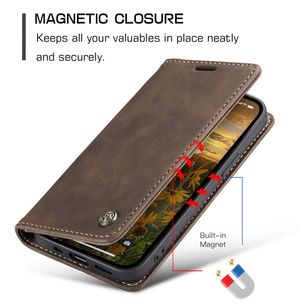 Custodie a portafoglio sottili iPhone 15 Pro Max marrone