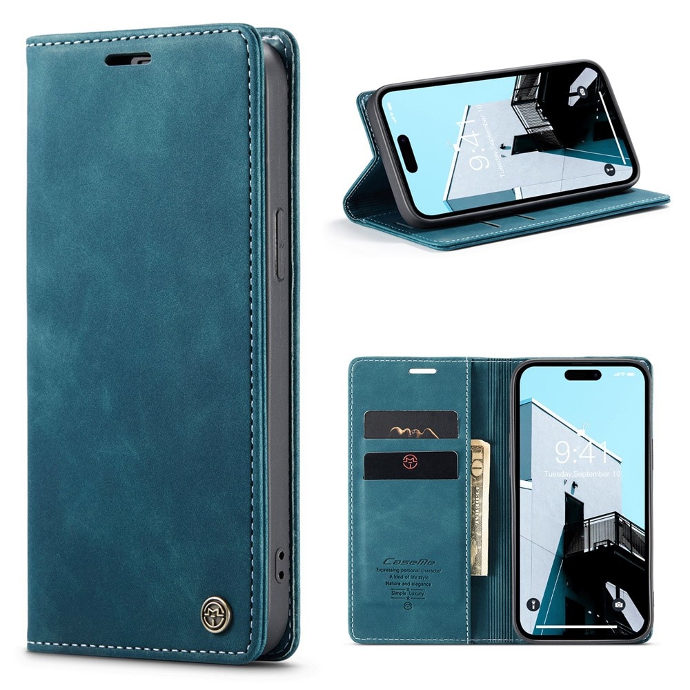 Custodie a portafoglio sottili iPhone 15 Pro Max blu