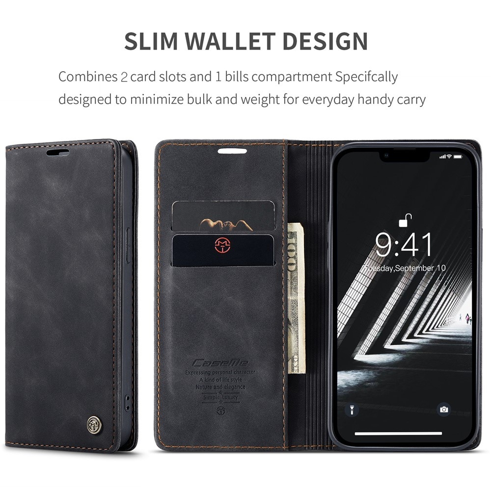 Custodie a portafoglio sottili iPhone 15 Plus nero