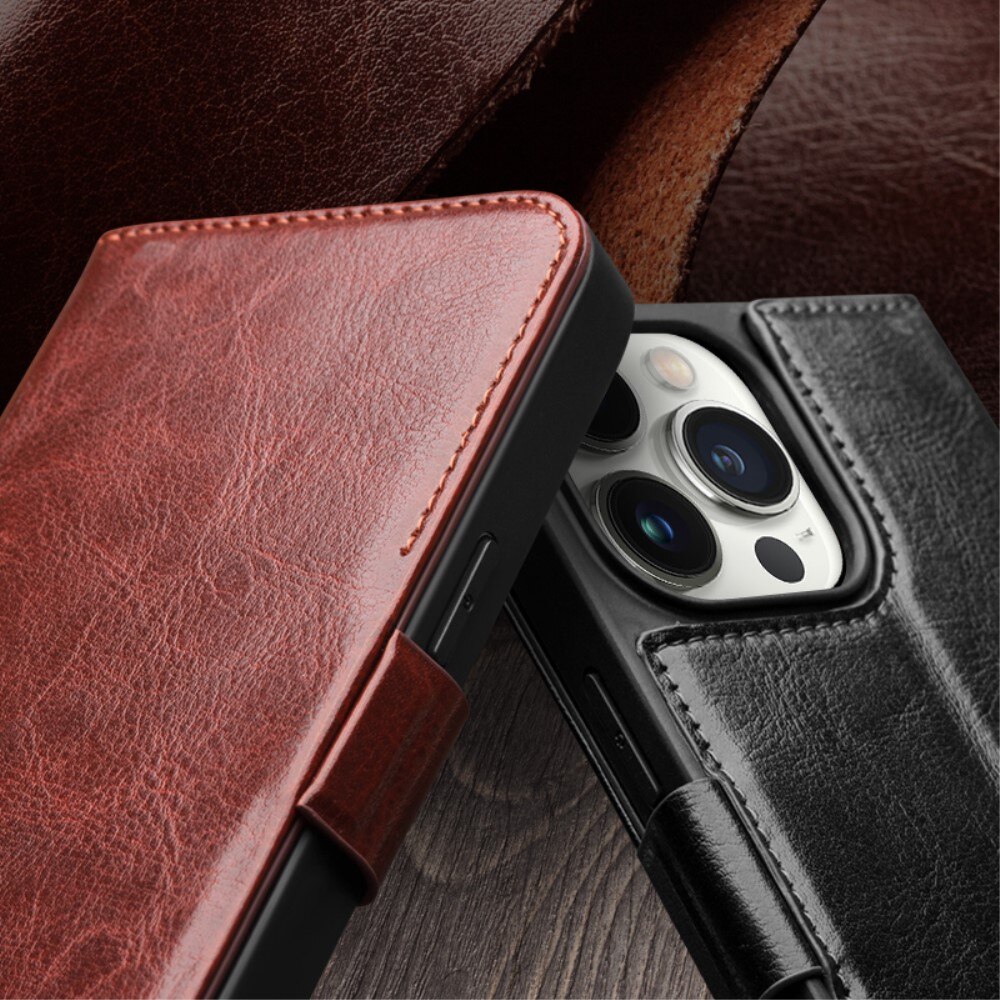 Leather Wallet Case iPhone 15 Pro Max Black