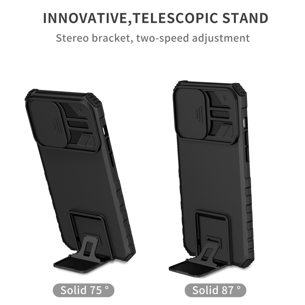 Cover Kickstand con Protezione fotocamera iPhone 15 Pro Max Nero