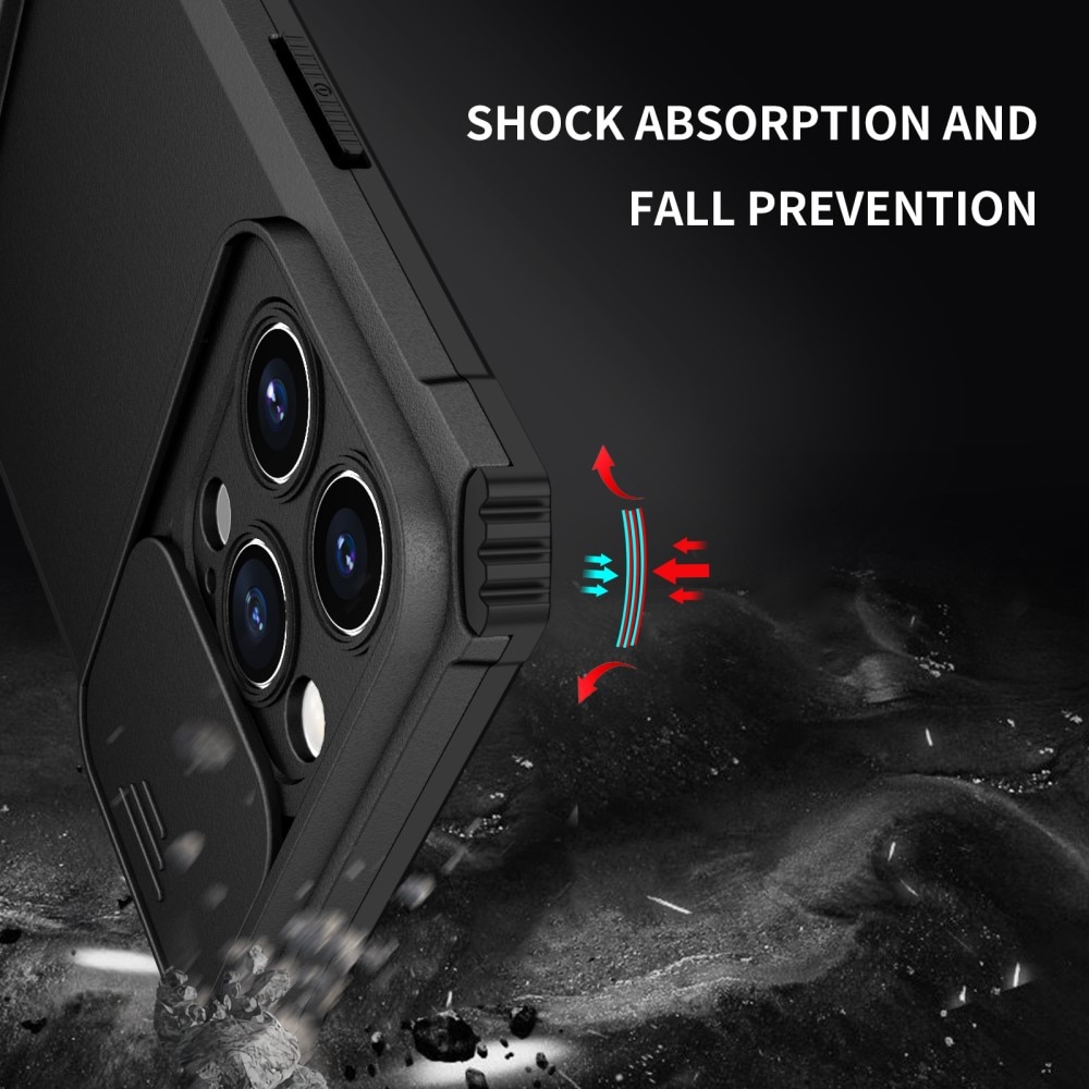 Cover Kickstand con Protezione fotocamera iPhone 15 Pro Max nero