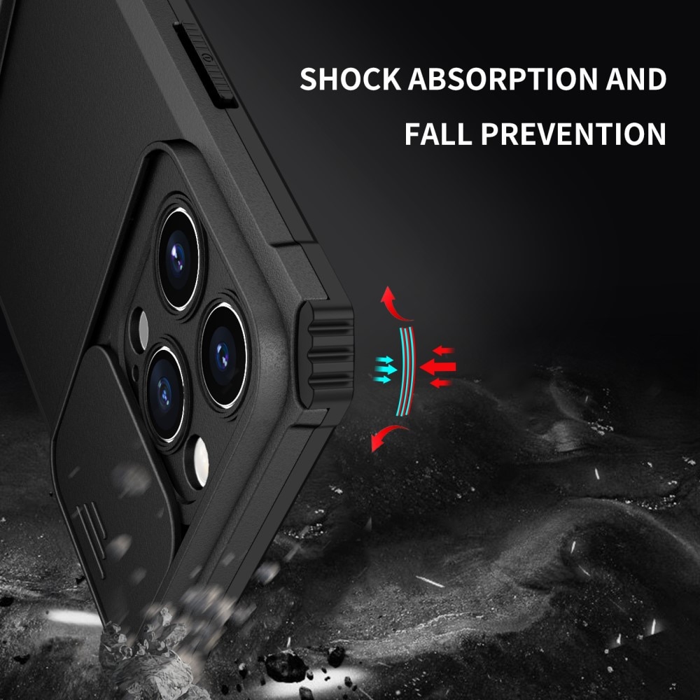 Cover Kickstand con Protezione fotocamera iPhone 15 Pro Max Nero