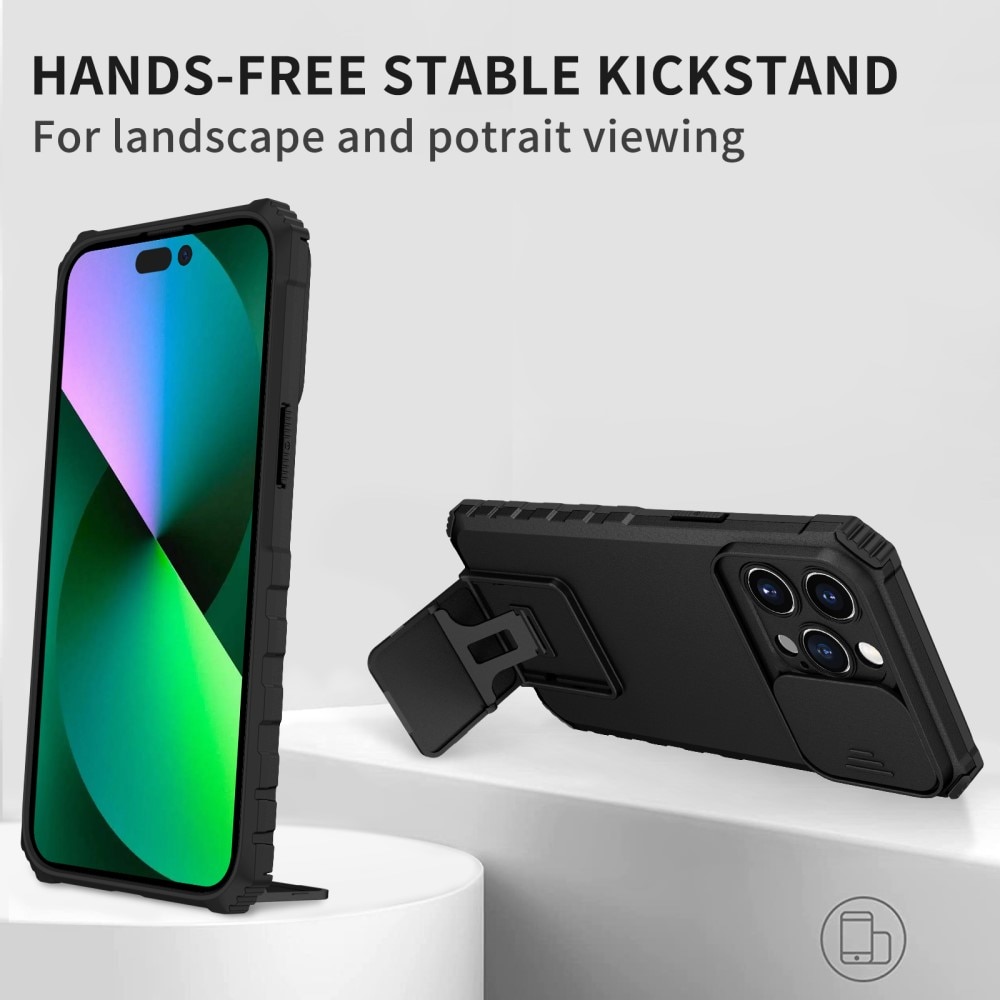 Cover Kickstand con Protezione fotocamera iPhone 15 Pro Max nero