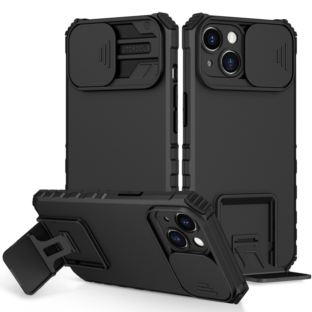 Cover Kickstand con Protezione fotocamera iPhone 15 nero