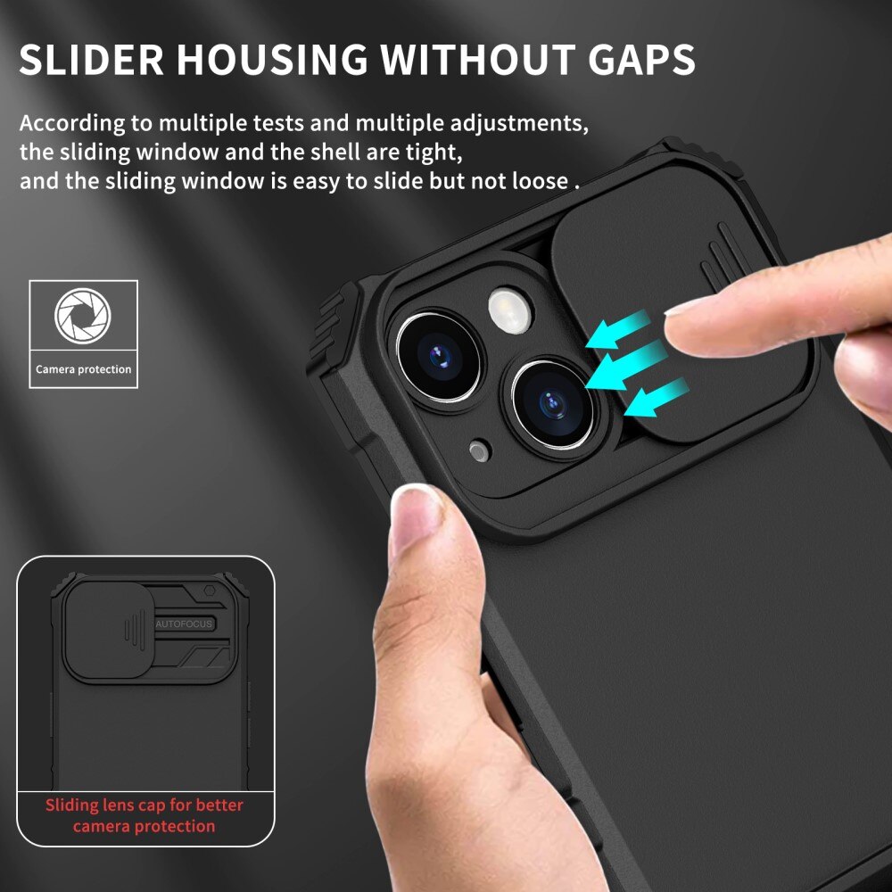 Cover Kickstand con Protezione fotocamera iPhone 15 nero