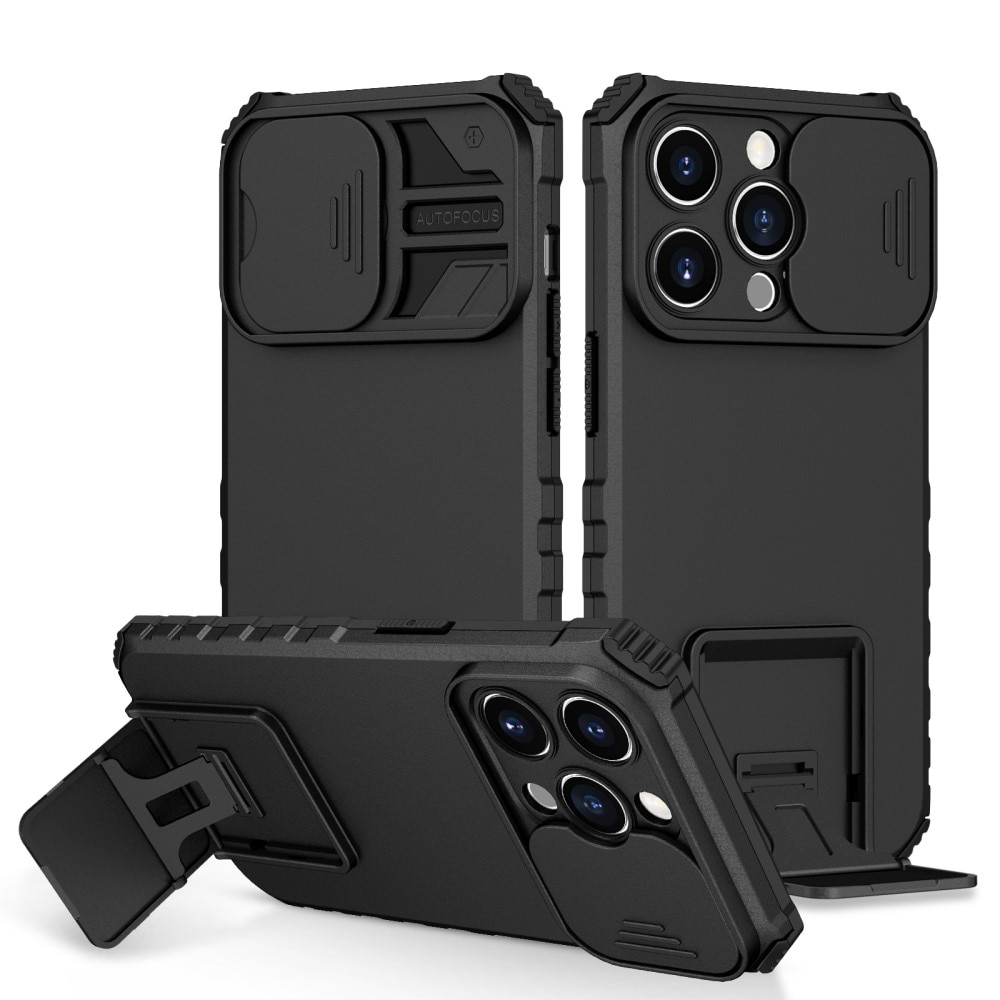 Cover Kickstand con Protezione fotocamera iPhone 15 Pro nero