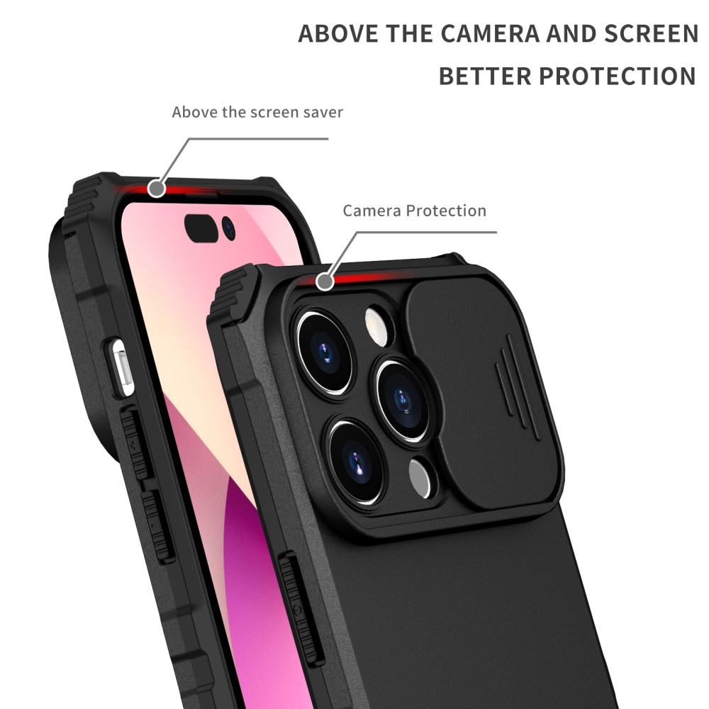 Cover Kickstand con Protezione fotocamera iPhone 15 Pro nero