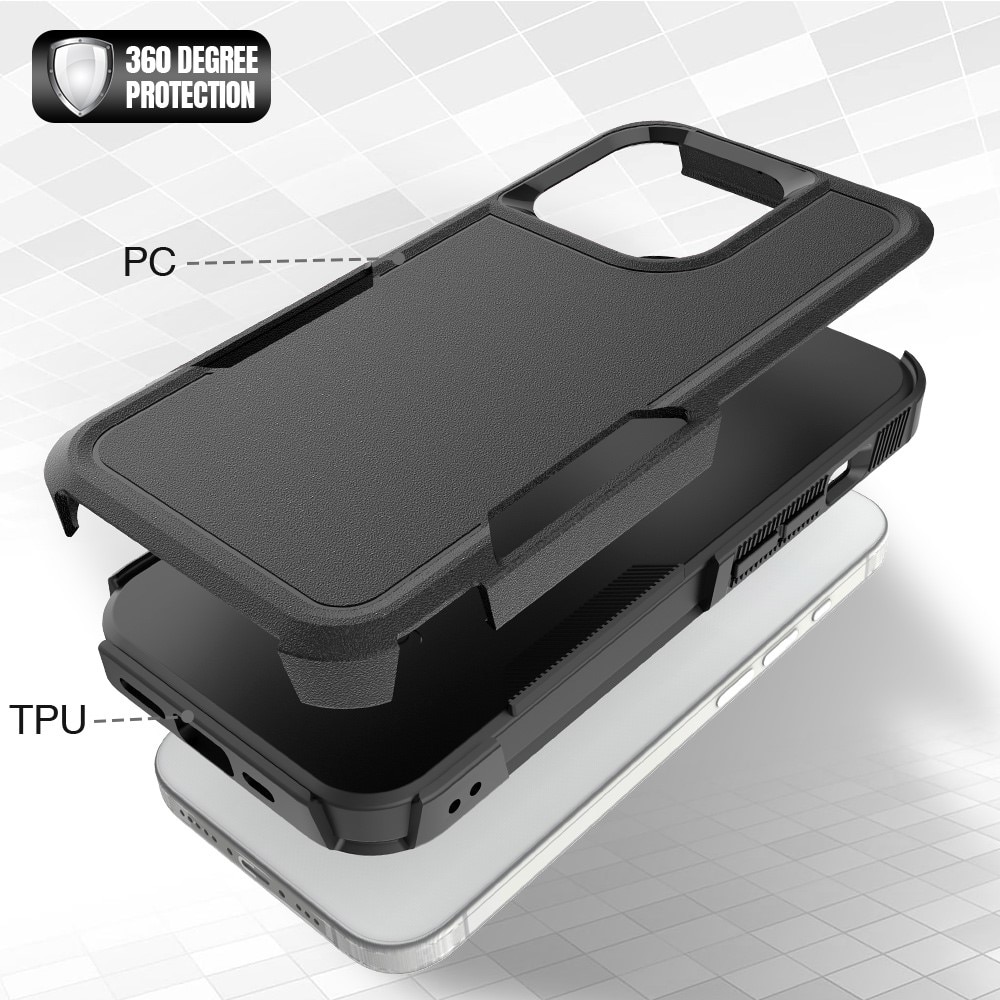 Cover ibride Off-road iPhone 15 Pro, nero