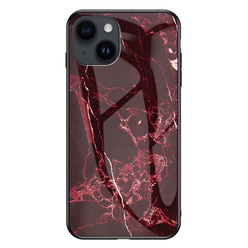 Custodia in vetro temperato iPhone 15 marmo rosso