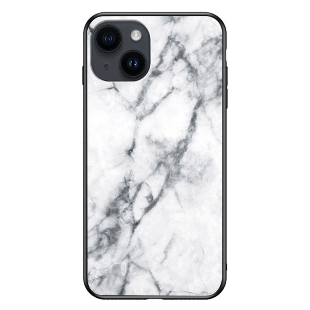 Custodia in vetro temperato iPhone 15 Plus marmo bianco