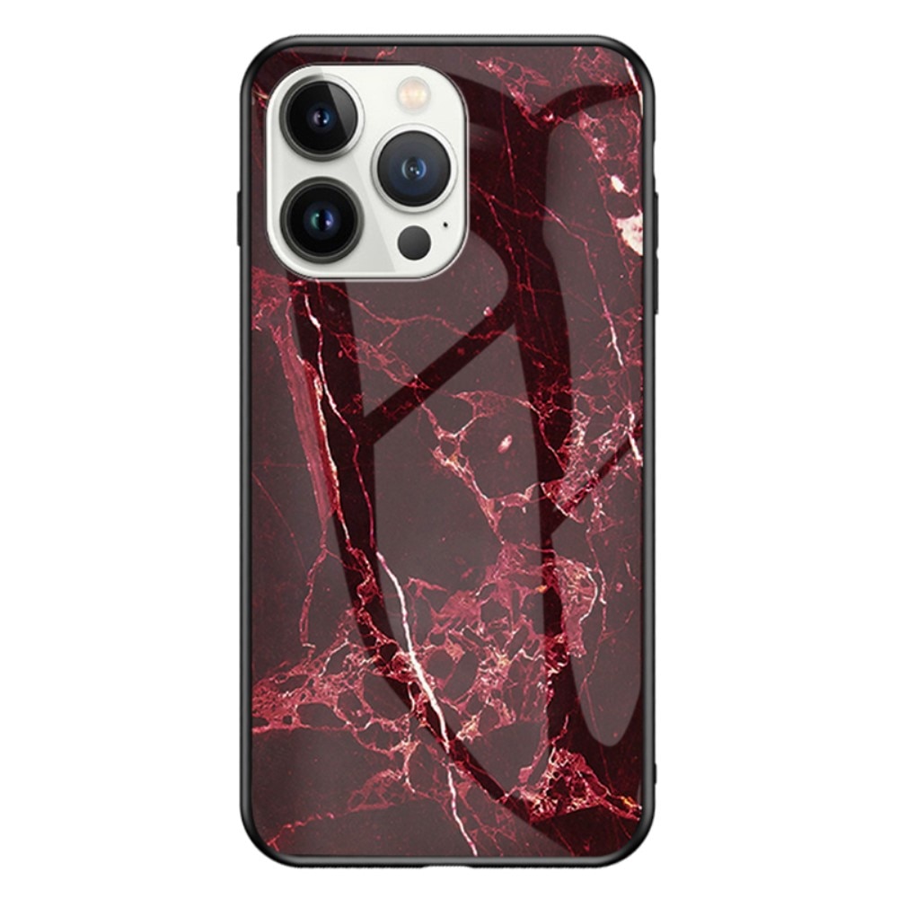 Custodia in vetro temperato iPhone 15 Pro Max marmo rosso
