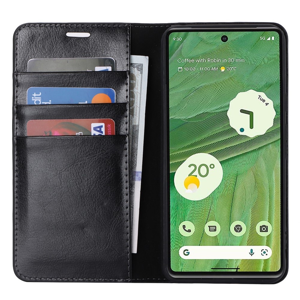 Cover Portafoglio in vera pelle Google Pixel 8 nero